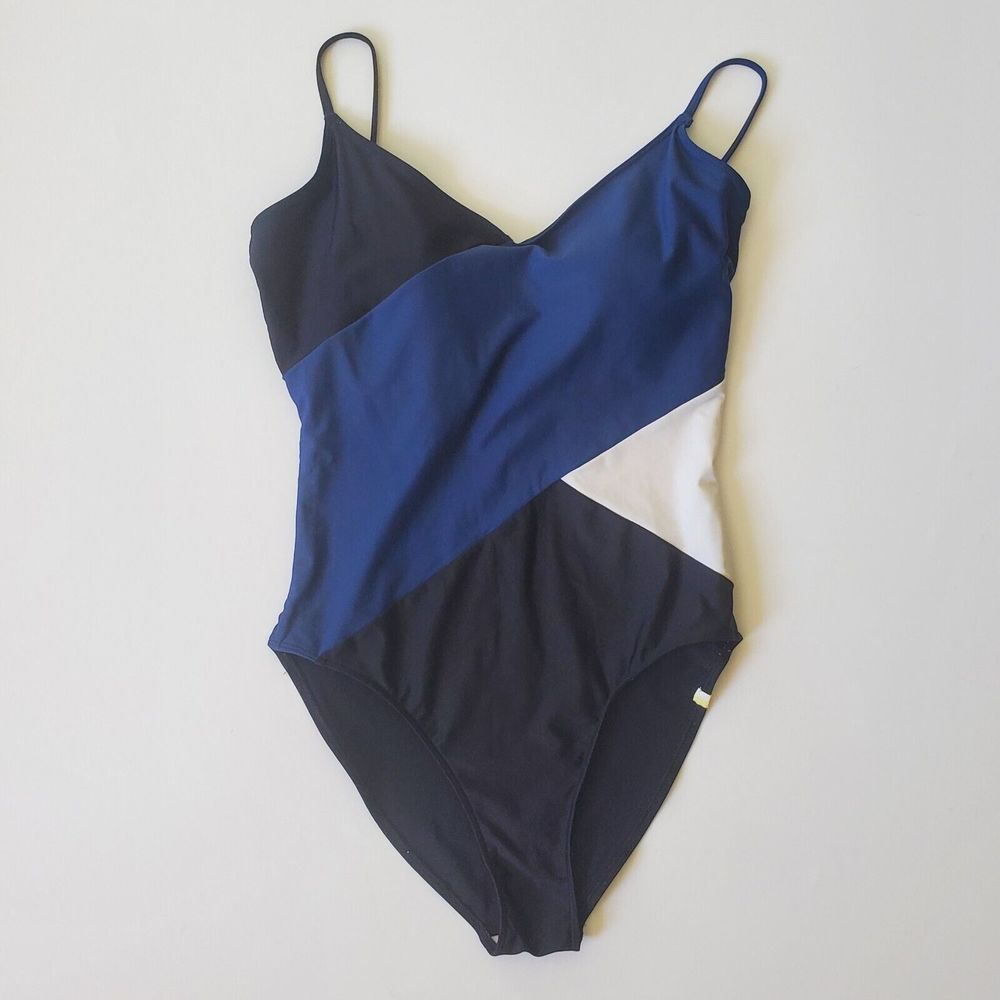 Stylish Blue and Black One-Piece Swimsuit